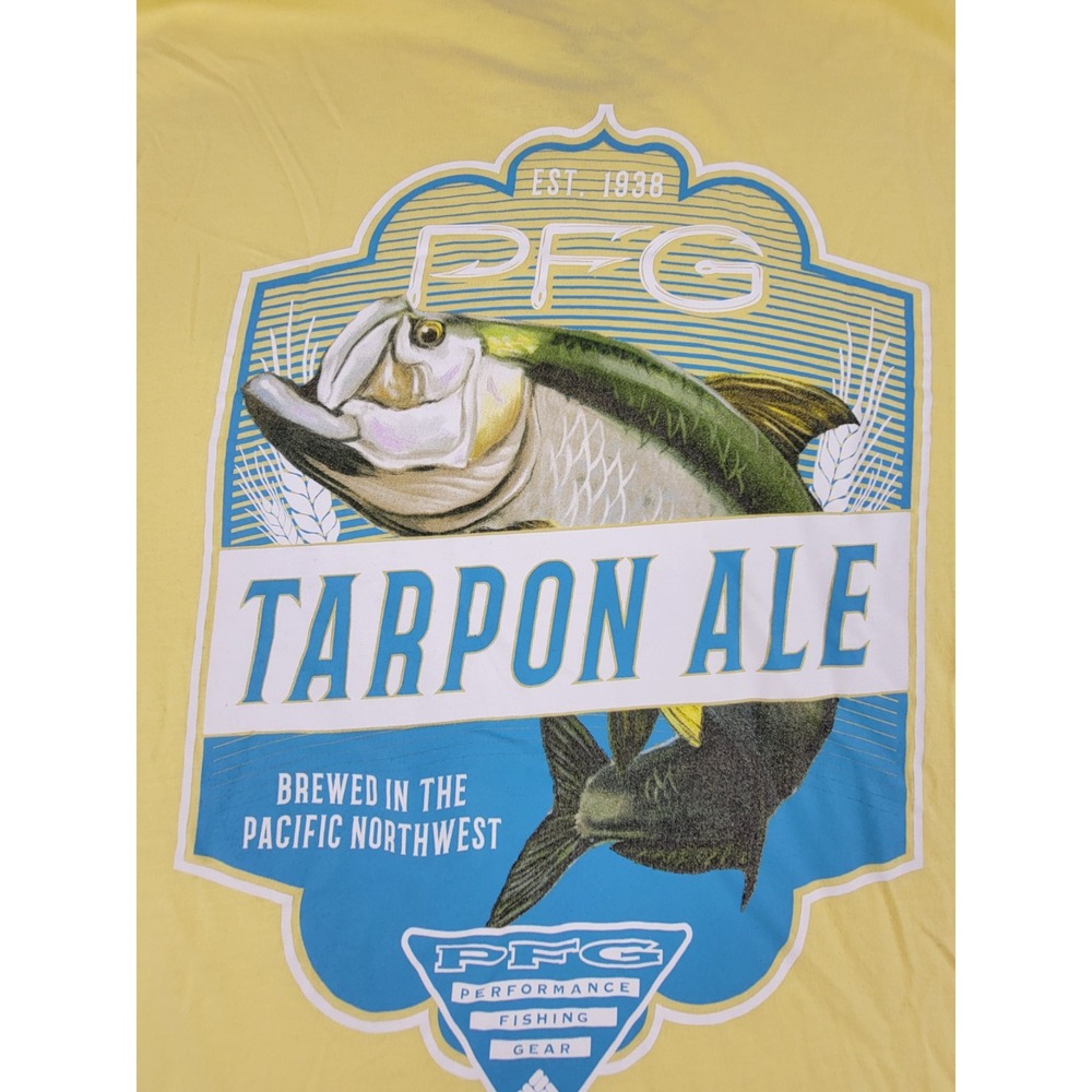 Columbia PFG Tarpon Ale Graphic T-Shirt Size XL Yellow Fishing Performance